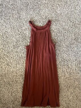 Sleeveless Ribbed Maxi Dress in Rust